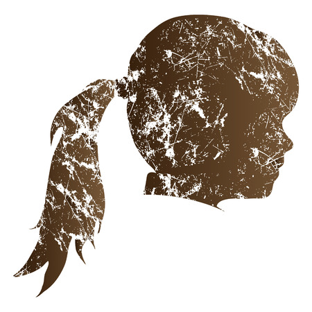Brown cartoon vector silhouette girl's headのイラスト素材