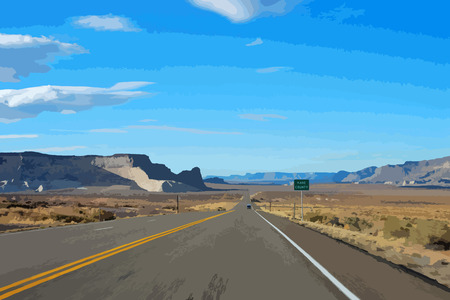 Way in the landscape with clouds skyのイラスト素材