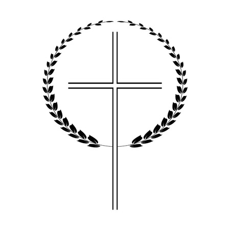 Vector crucifix with laurel on white backgroundのイラスト素材