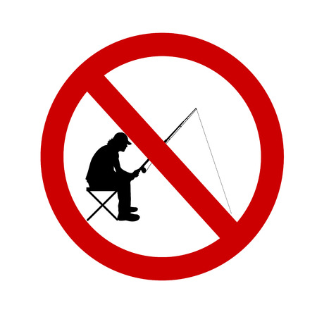 Vector illustration ban fishing on a white background.のイラスト素材