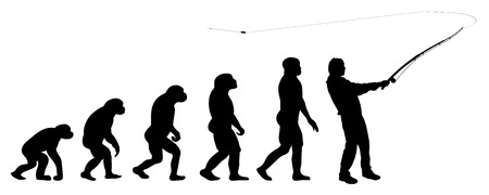 Vector evolution fisherman silhouette on white background