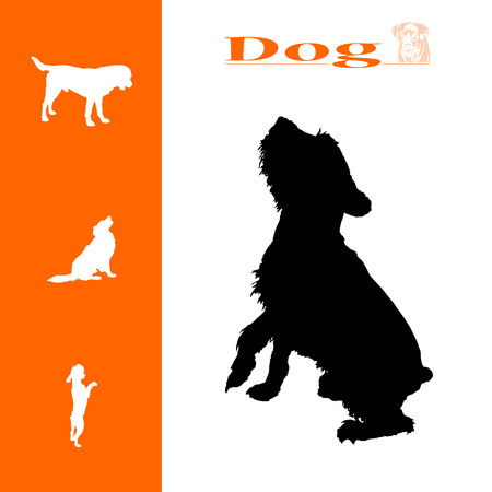 Vector isolated collection of different dog silhouettesのイラスト素材