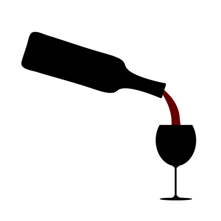 Vector silhouette of bottle of wine on white background.のイラスト素材