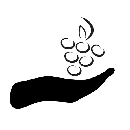 Vector silhouette of grapes on white background.のイラスト素材