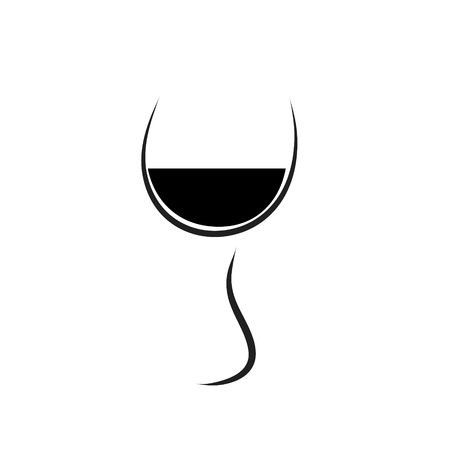 Vector silhouette of glass of wine on white background.のイラスト素材