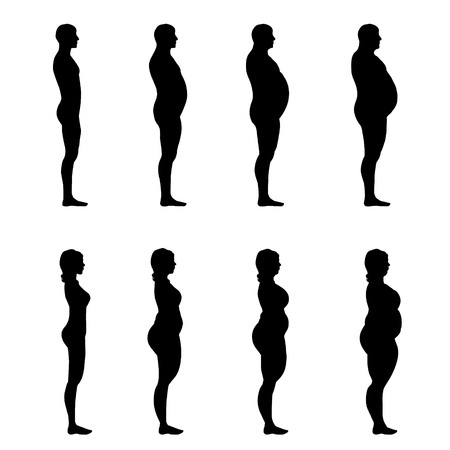 Vector silhouette of people on white background.のイラスト素材