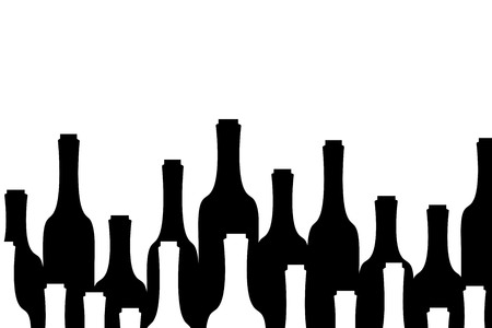 Vector silhouette of bottle of wine on white background.のイラスト素材