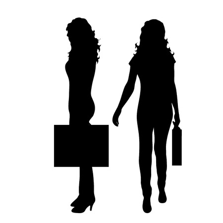 Vector silhouette of businesswoman on white background.のイラスト素材