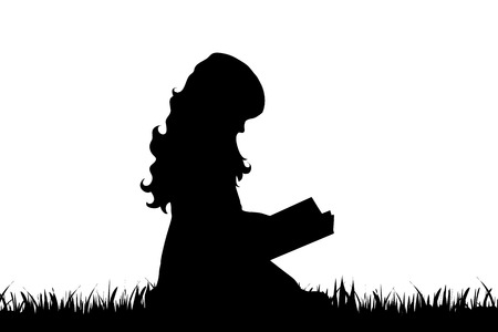 Vector silhouette of girl on white background.のイラスト素材