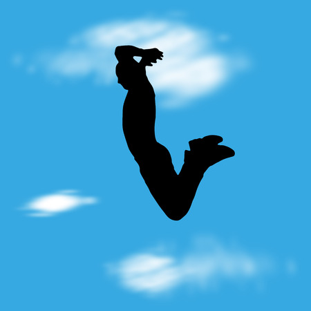 Vector illustration with silhouette of man jumpのイラスト素材