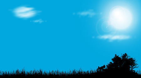 Vector silhouette of nature at sunny day.のイラスト素材
