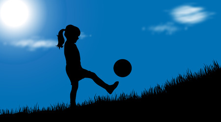 Vector silhouette of girl on white background.のイラスト素材