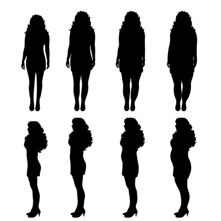 Vector silhouette of woman on white background.のイラスト素材