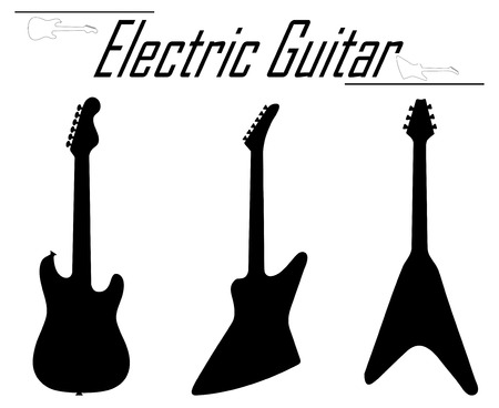 Vector illustration silhouettes electric guitar on a white backgroundのイラスト素材