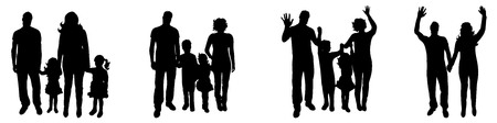 Vector illustration silhouettes of family on a white backgroundのイラスト素材