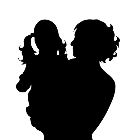Vector silhouette of family on white background.のイラスト素材