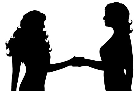 Vector silhouette of woman on white background.のイラスト素材