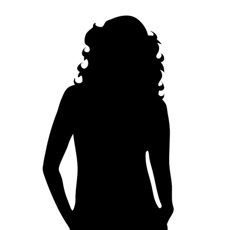 Vector silhouette of woman on white background.のイラスト素材