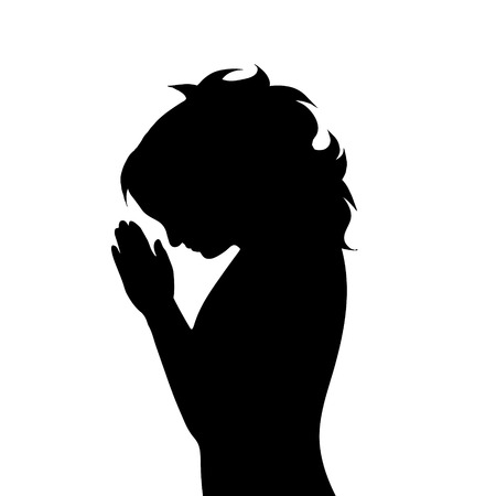 Vector silhouette of woman on white background.のイラスト素材