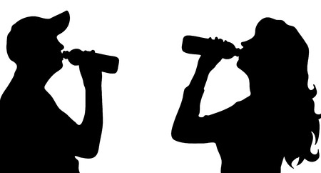 detail vector silhouette of People who drinkのイラスト素材