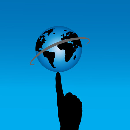 Vector illustration of Globe on a blue background.のイラスト素材