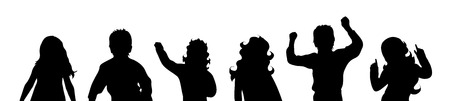 Vector silhouette of children on white background.のイラスト素材
