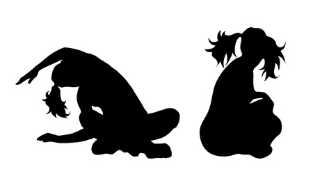 Vector silhouette of woman on white background.のイラスト素材
