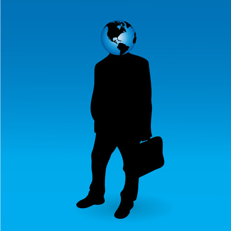 Vector illustration of businessman with globe.のイラスト素材