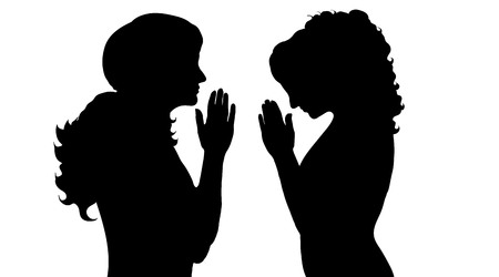 Vector silhouette of couple on white background.のイラスト素材