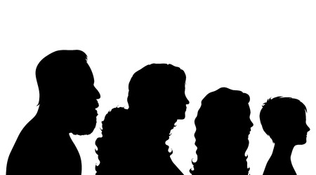 Vector silhouette of family on white background.のイラスト素材
