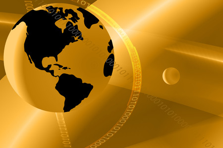 Vector illustration earth on abstract gold backgroundのイラスト素材