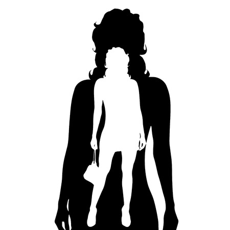 Vector silhouette of woman on white background.のイラスト素材