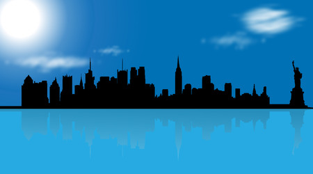 Vector illustration of New York on blue background.のイラスト素材