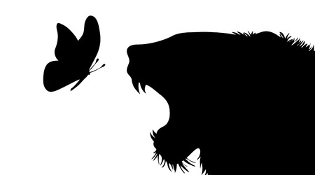 Vector silhouette of tiger with on white background.のイラスト素材