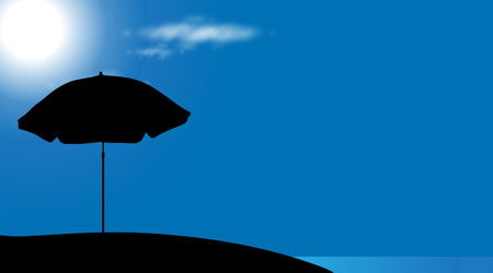 Vector silhouette of beach at sunny day.のイラスト素材