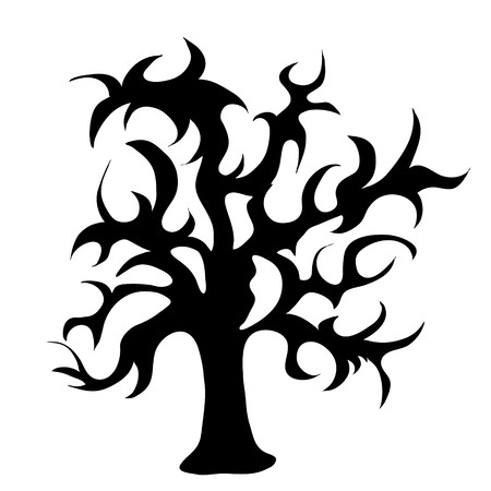 Vector silhouette of tree on white background.のイラスト素材