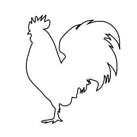 Vector silhouette of rooster logo on white background.のイラスト素材