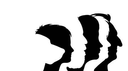 A vector silhouette of family on white background.のイラスト素材