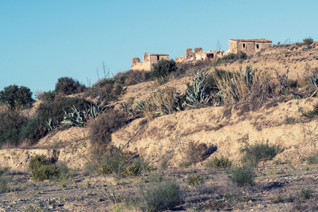 Ruin house on the hill.の写真素材