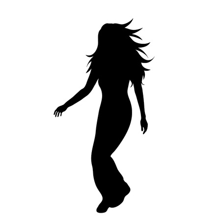 Vector silhouette of woman who walk on white background.のイラスト素材