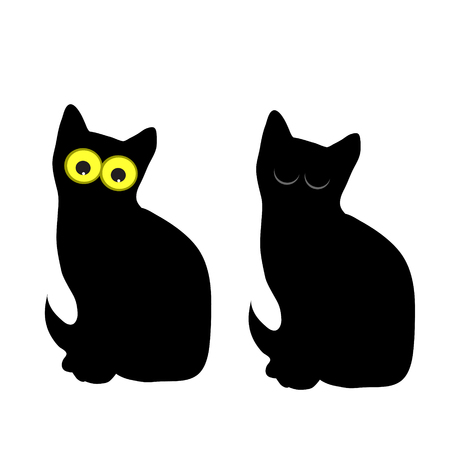 Vector silhouette of cat on white background.のイラスト素材