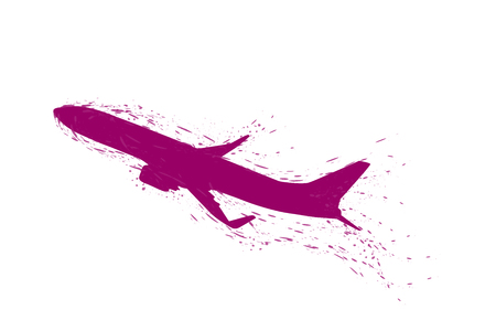 Vector illustration of a pink aircraft on white background.のイラスト素材