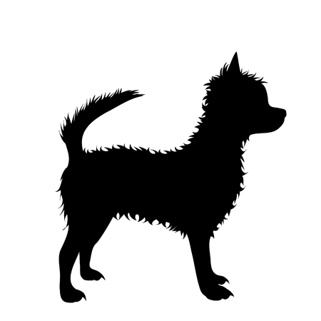 Vector silhouette of dog on white background.のイラスト素材