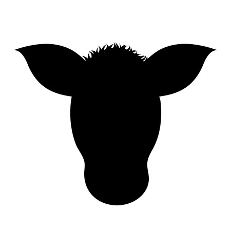 Vector silhouette of cow head on white background.のイラスト素材