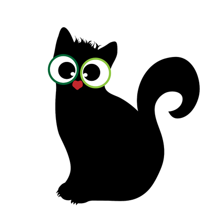 Vector silhouette of cat on white background.のイラスト素材