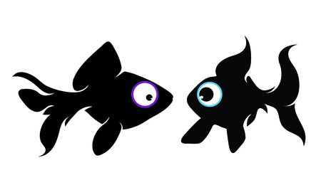 Vector silhouette of fish on white background.のイラスト素材