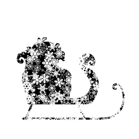 Sled of Santa Claus with snowflakes.のイラスト素材