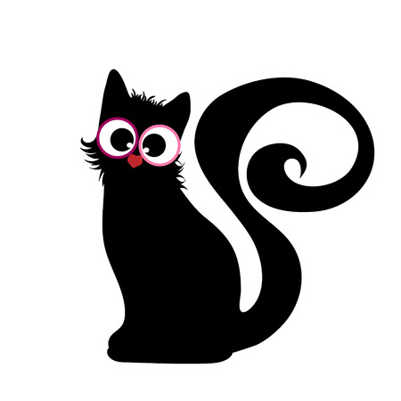 Vector silhouette of cat on white background.のイラスト素材