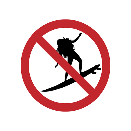 Prohibited surfing ban mark on a white background.のイラスト素材