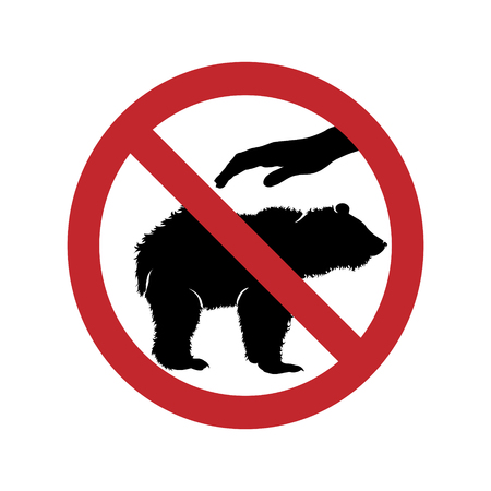 Ban on touching bear on white background.のイラスト素材